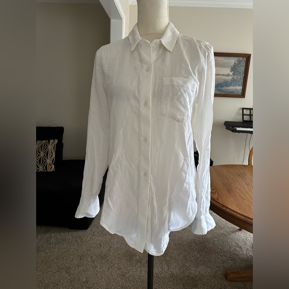 Madewell High Low Button Down White Cotton Shirt Size M